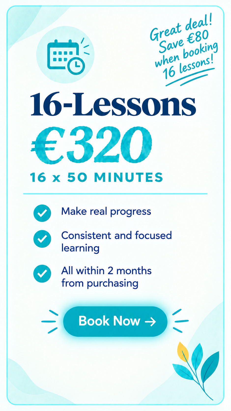 16 lesson package promotion