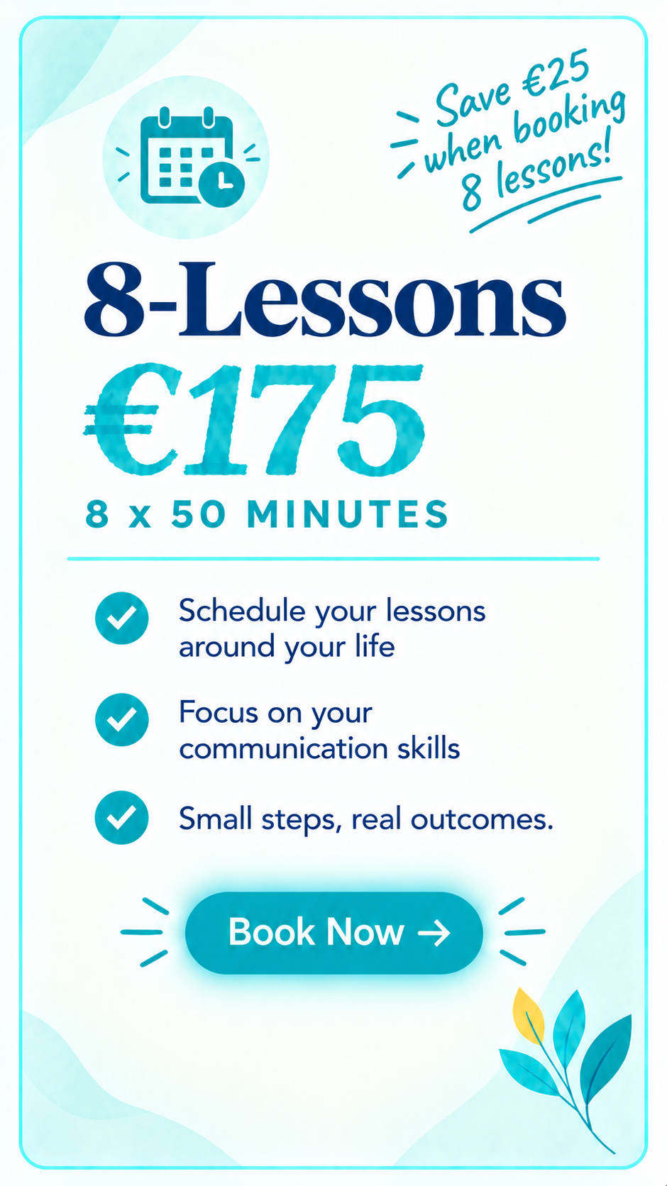 8 lesson teal booking offer