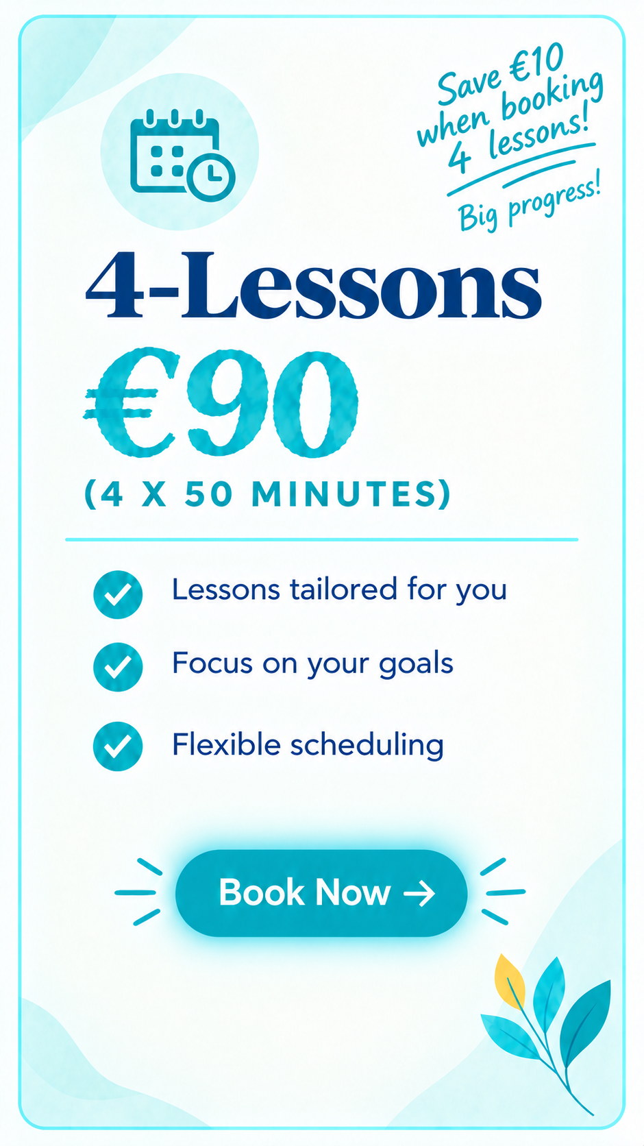 save €10 on 4 lesson package