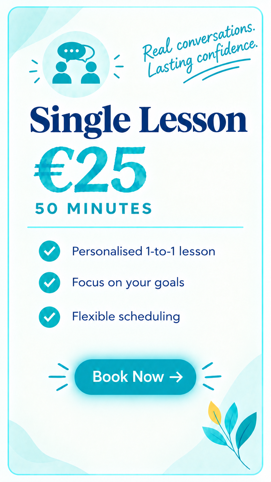 single lesson conversation flyer